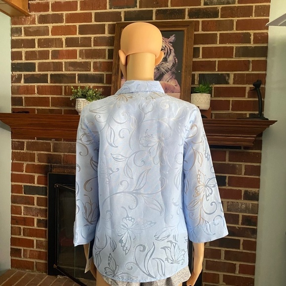 WOMEN'S ALFRED DUNNER blue FLORAL 2-FER  KNIT TOP WITH NECKLACE SP $58 New - Picture 8 of 16